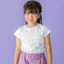 チュールリボン切り替え天竺半袖Tシャツ(95~150cm)/ベベ プチ ポワ ヴェール(BeBe Petits Pois Vert)