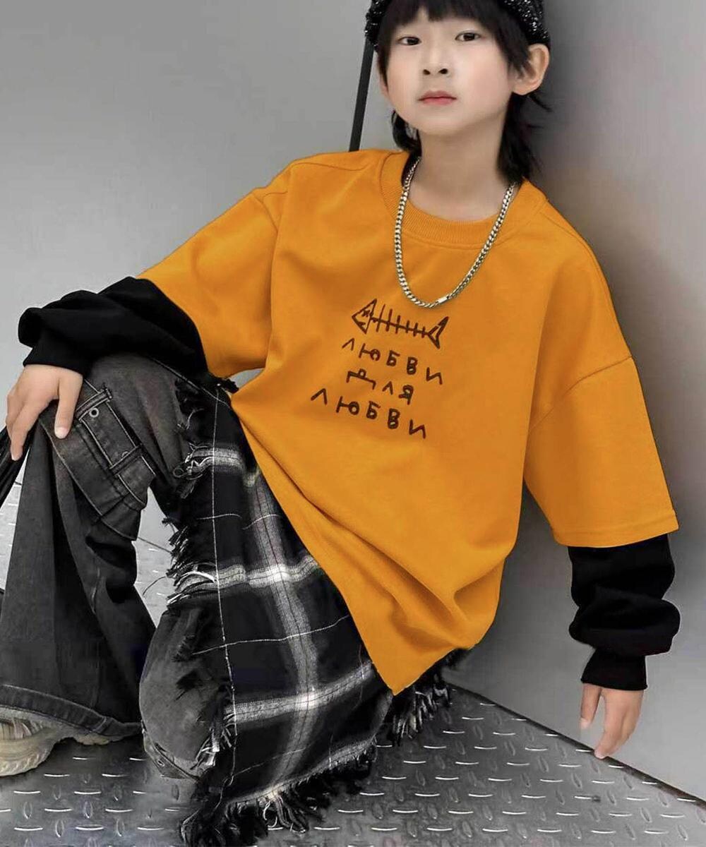 【aimoha-KIDS-】フィッシュボーンプリントキッズスウェット／アイモハ（aimoha）