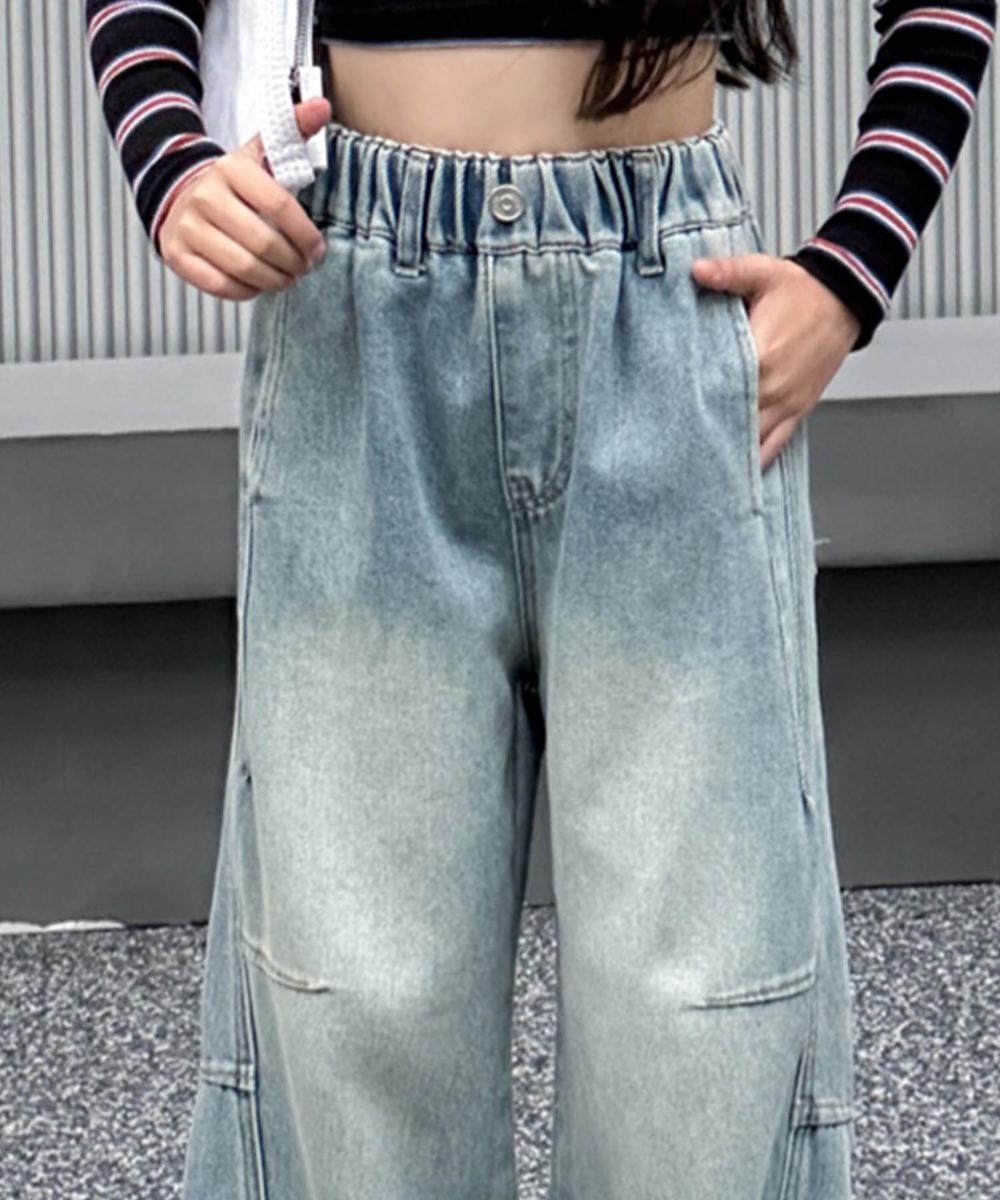 【aimoha-KIDS-】ユニークステッチキッズデニムフレアパンツ／アイモハ（aimoha）