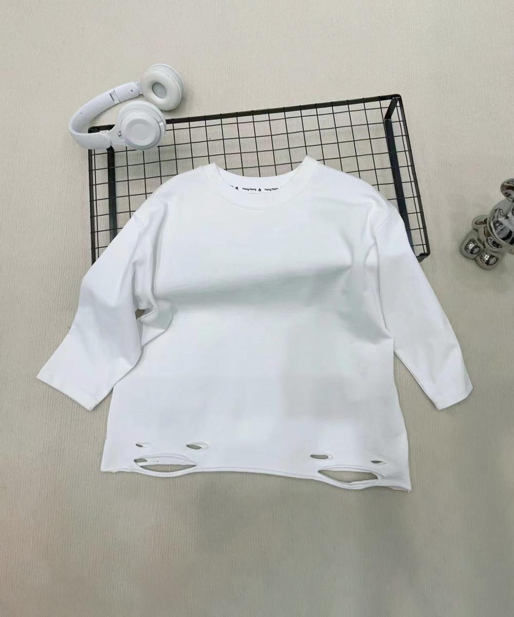 【aimoha KIDS】ダメージデザインロングスリーブTシャツ／アイモハ（aimoha）