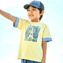 水彩風エッフェル塔ロゴプリント天竺配色半袖Tシャツ(90~150cm)/ベベ(BeBe)