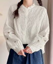 刺繍デザインフリル襟シャツブラウス/アイモハ(aimoha)