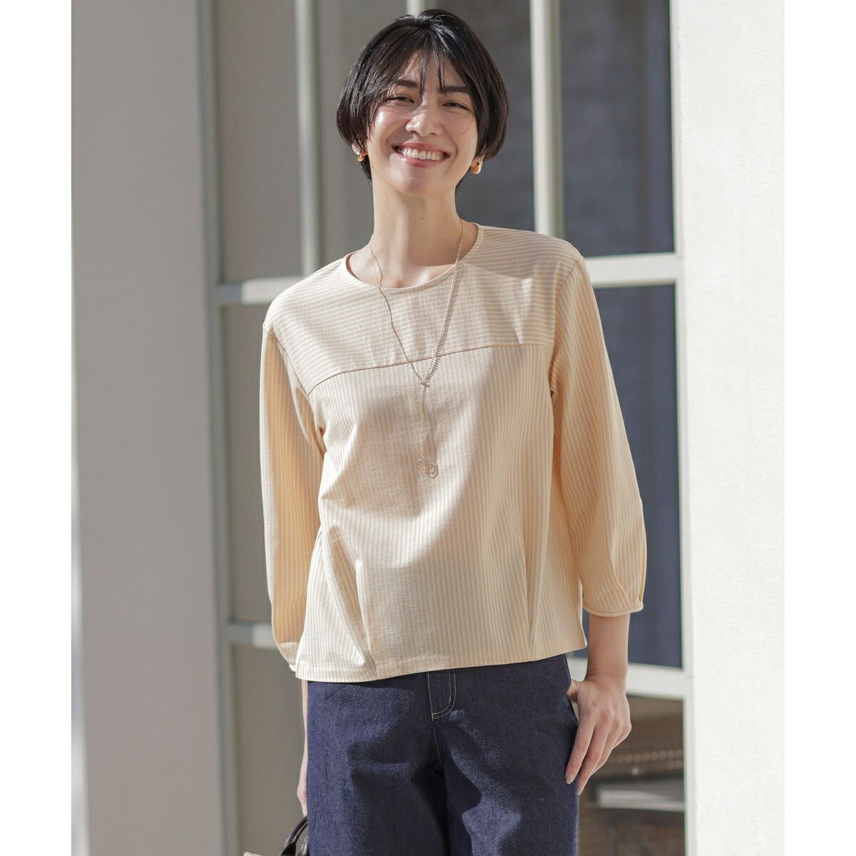 Jカミーチェストライプ クルーネック カットソー/Jプレス(J.PRESS)