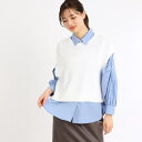 【夏SALE/E‐QUALITY/手洗い可】ケーブル編みニットベスト+シャツセット/リフレクト(Reflect)