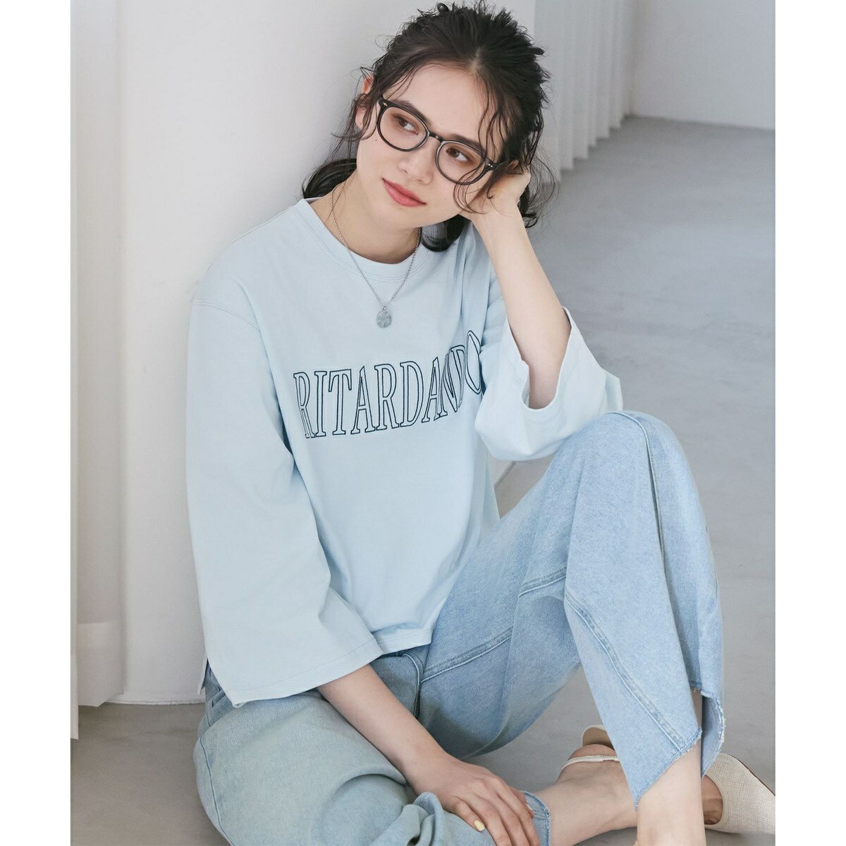 【SLOW/一部店舗限定】MVSコットン フレア袖 ロゴTシャツ／23区（23KU）