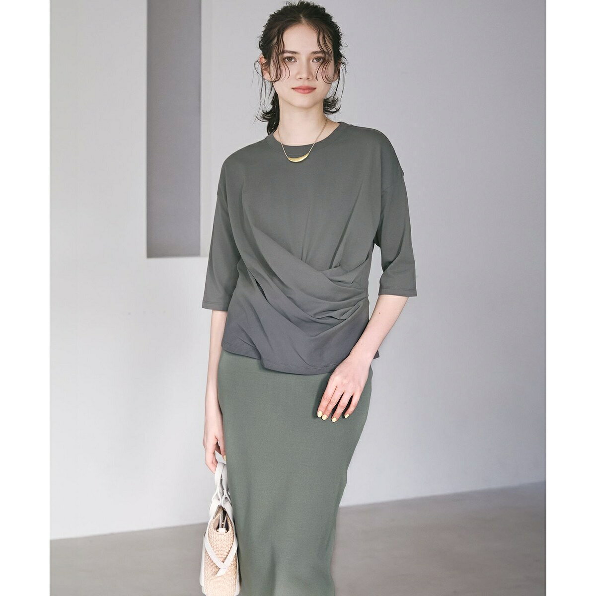【SLOW/一部店舗限定】MVSコットン カシュクール 5分丈 Tシャツ／23区（23KU） 0101marui-12827416 丸井(マルイ)楽天市場店 サンプル画像2