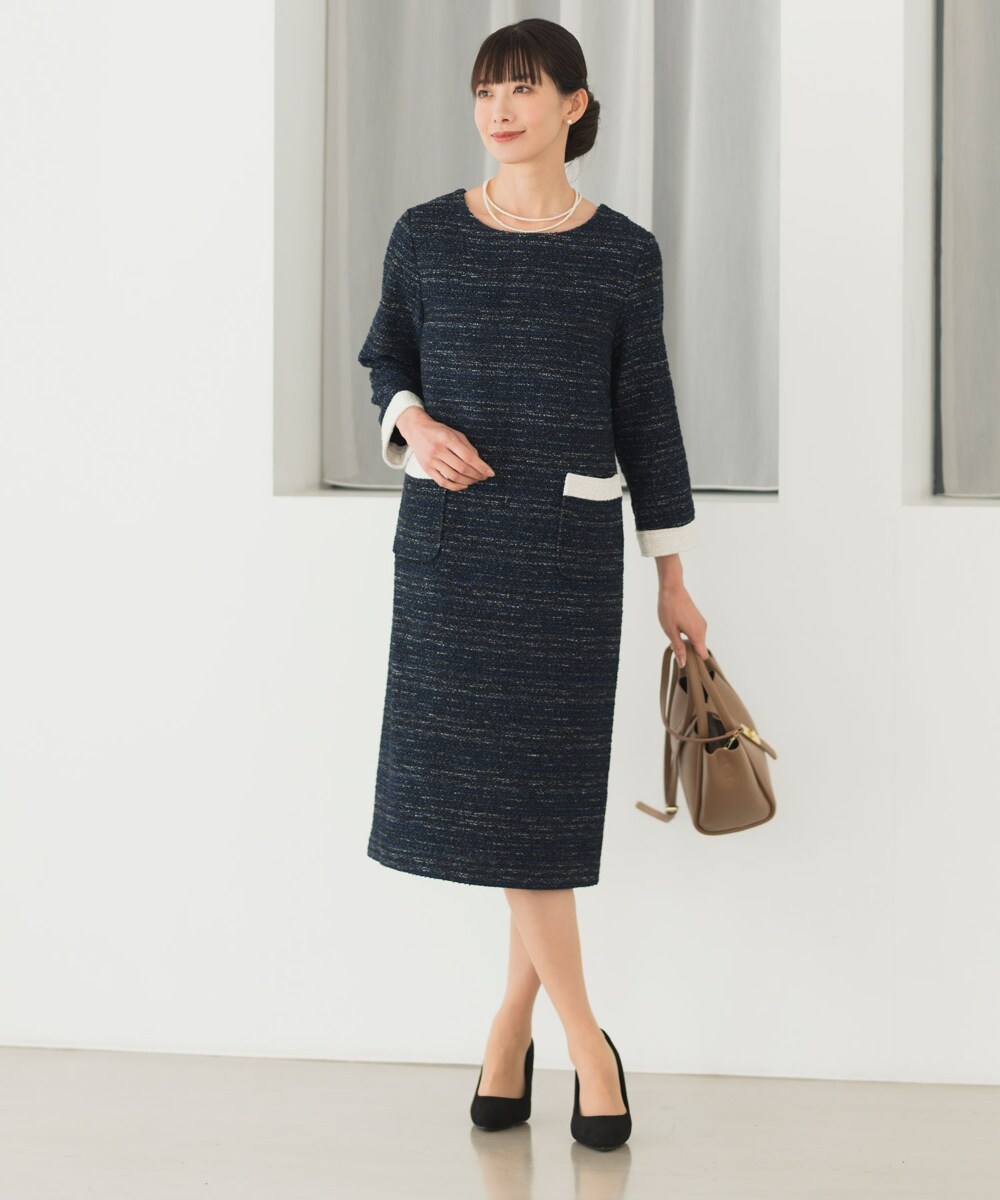 バイカラーツイードワンピース／リブルーム（Rebloom）