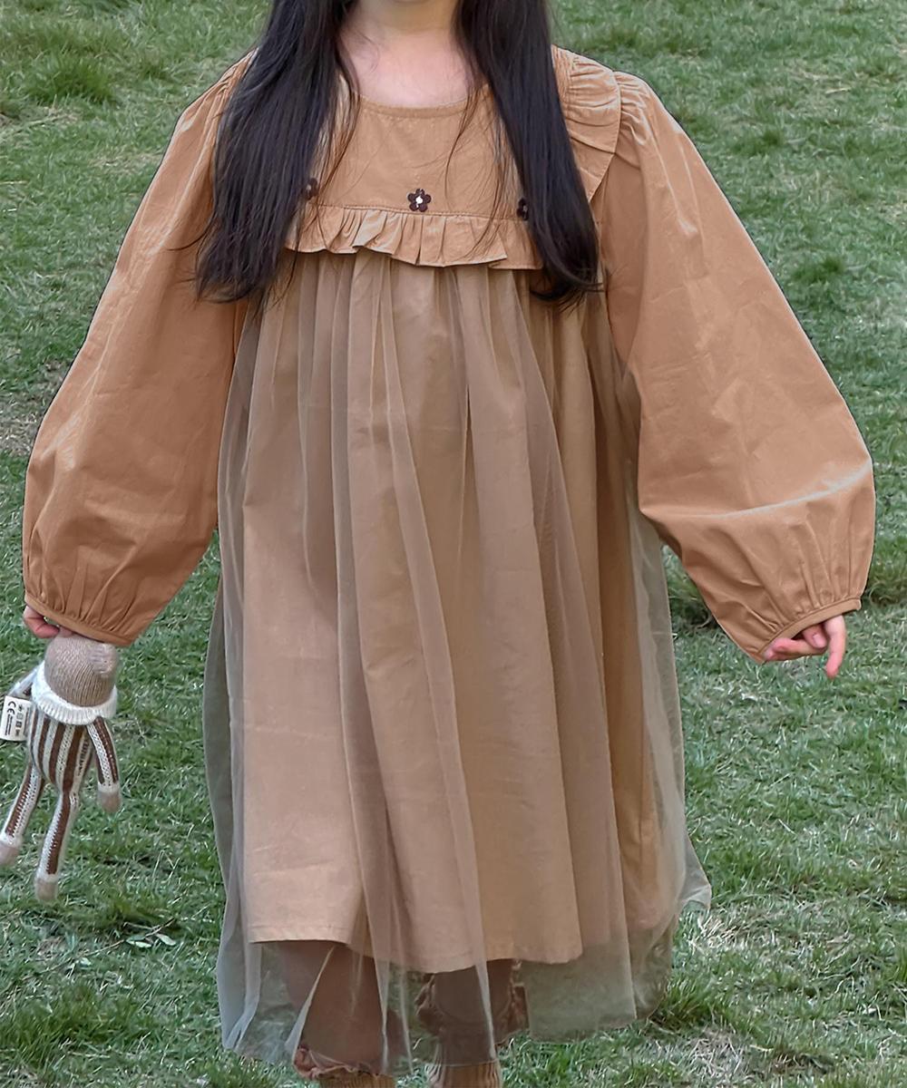 【aimoha-KIDS-】チュール重ねキッズワンピース／アイモハ（aimoha）