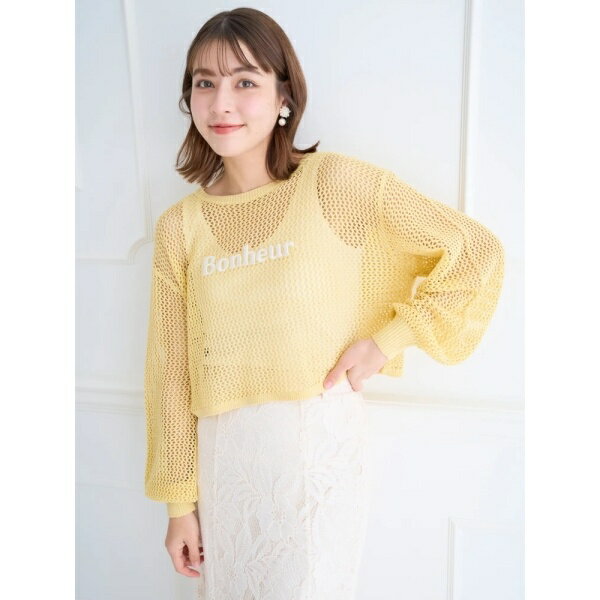 透かし編みニット刺繍ロゴプルオーバー／ルディックパーク（Ludic Park）