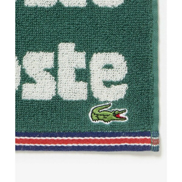 ブランドネームロゴジャカードパイル地ハンカチタオル／ラコステ（LACOSTE）