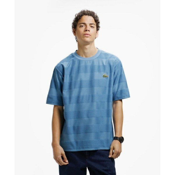 オーバーサイズ パイル地切り替え同色ボーダーTシャツ／ラコステ（LACOSTE）