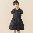 丸襟パフスリーブバルーンワンピース(95~150cm)/ベベ プチ ポワ ヴェール(BeBe Petits Pois Vert)