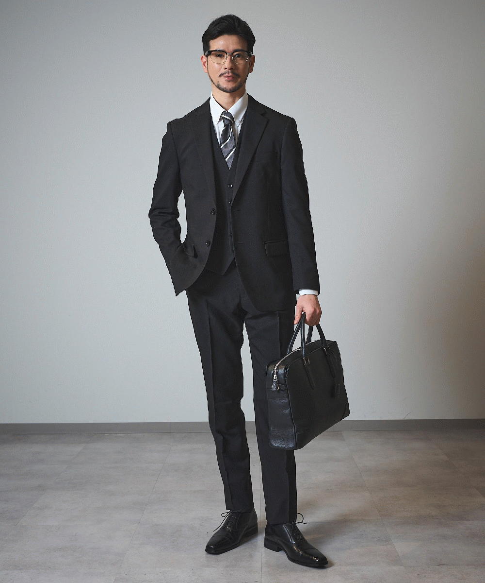 4WAYストレッチスリーピーススーツ / ウォッシャブルセットアップ/テットオム(TETE HOMME)