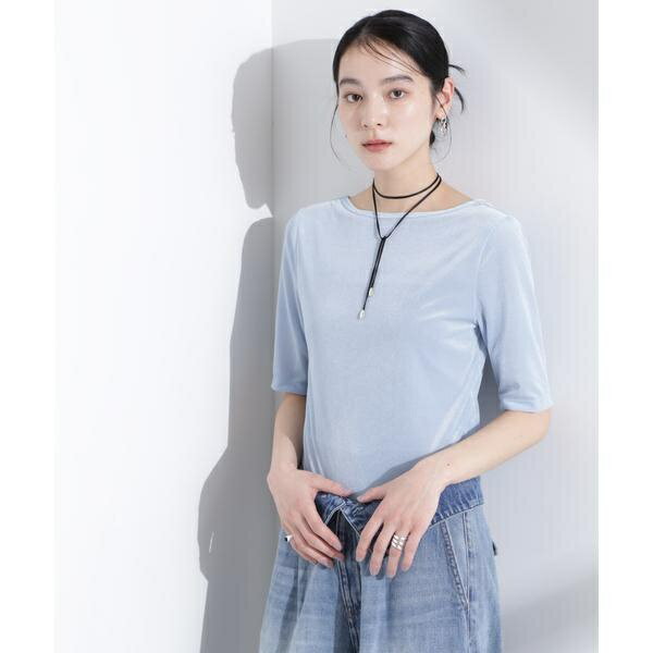 シアーベロアバックオープン5分袖Tシャツ／ナノユニバース（NANO universe）