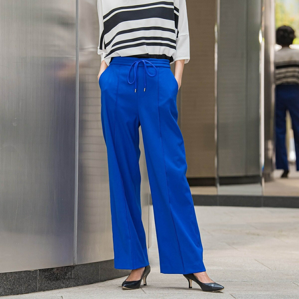 【WEB限定/大きいサイズ】シェルタリングワイドパンツ≪洗濯機で洗える≫／ラエフ（la.f...）