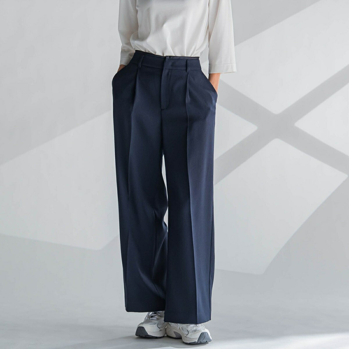 【大きいサイズ】麻調ワイドパンツ≪洗濯機で洗える≫／ラエフ（la.f...）