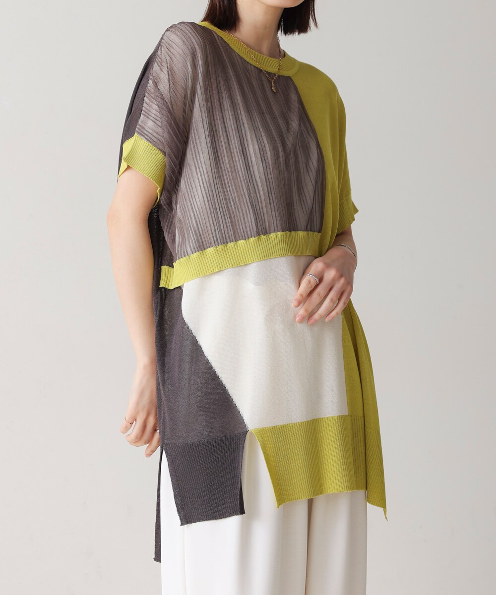 UVサラサラ異素材配色チュニック／ブージュルード（Bou Jeloud）