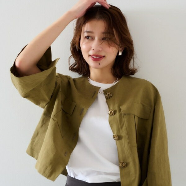 【トレンド七分袖】タイプライター ノーカラージャケット／アンタイトル（UNTITLED）