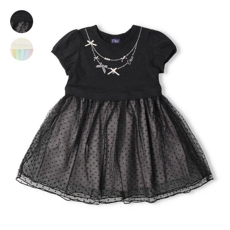 ネックレス風刺繍入りチュールスカートワンピース／クレセント（Crescent）