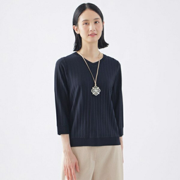 【ウォッシャブル】ヴィスコースストレッチVネックプルオーバー／トランスワーク（TRANS WORK）