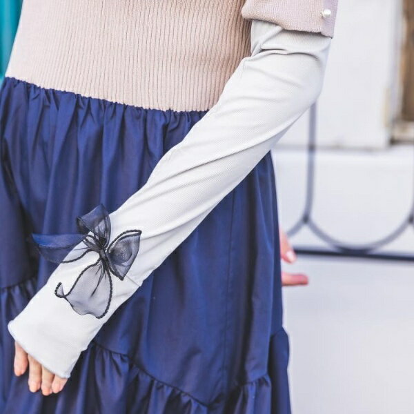 【接触冷感／UV／手洗い可】リボンアームカバー／イッツデモ（ITS'DEMO）