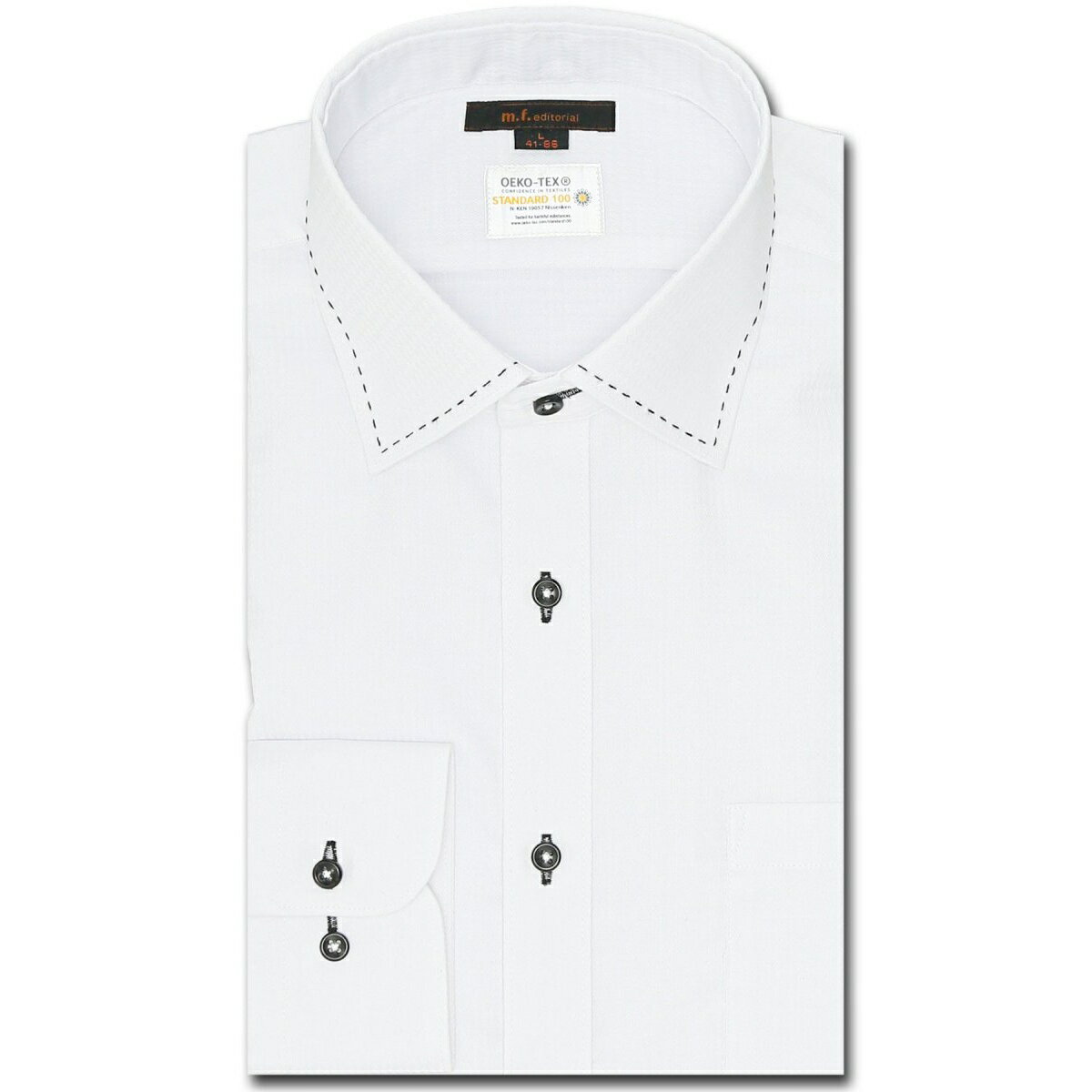 m.f.エディトリアル 形態安定 吸水速乾 ワイドカラー ビジネスドレス長袖シャツ／m.f.エディトリアル（m.f.editorial）