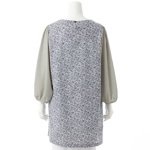 【大きいサイズレディース】袖シフォン切替コットンフラワープリントチュニックブラウス／ターシャルビー（Tasha Ruby）