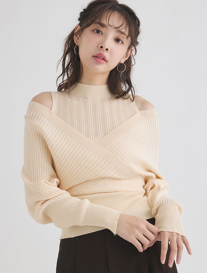 肩あきカシュクールデザインニット／フィフス（fifth）のサムネイル