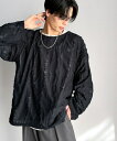 グランジを楽しむ旬スタイル。ダメージ加工ビッグシルエットジャカードカットソーTシャツ(長袖)/クラシカルエルフ(Classical Elf)