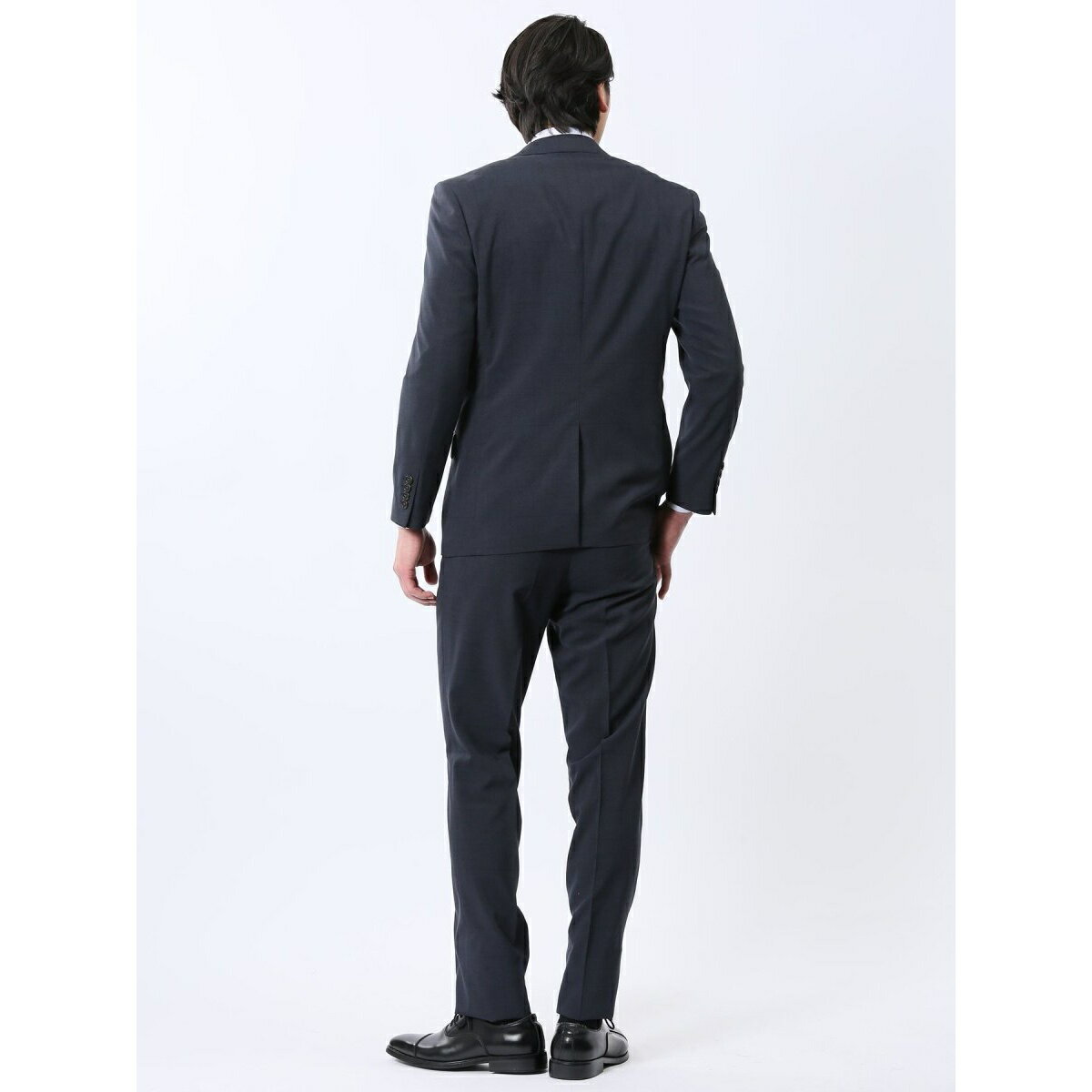 【ストレッチ ウォッシャブル】タカキュー 2ボタン2ピース ビジネスセットアップスーツ チェック紺／タカキュー（TAKA-Q）