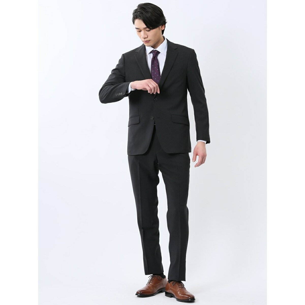 【ストレッチ ウォッシャブル】タカキュー 2ボタン2ピース ビジネスセットアップスーツ ストライプ/タカキュー(TAKA-Q)