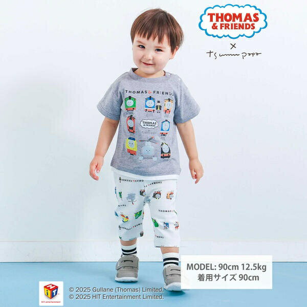 【きかんしゃトーマス×つむぱぱ×SLAPSLIP】ギュギュっとTHOMAS＆FRIENDSプリント半...