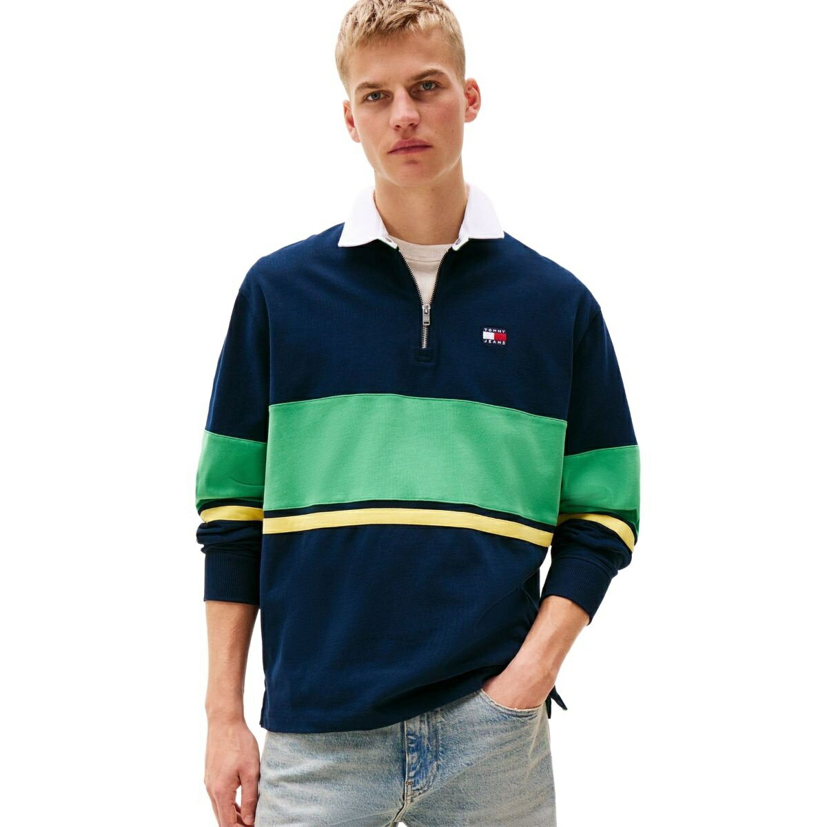 リラックスカラーブロックラガーシャツ／トミー ジーンズ（TOMMY JEANS）