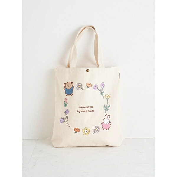 miffy 刺繍 帆布トートバッグ【ナチュラルフラワーリース】／ハレノヒ（Hare no hi）のサムネイル