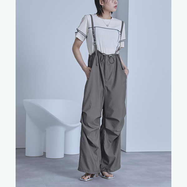 サスペンダー付きパラシュートパンツ／ミエット（miette）