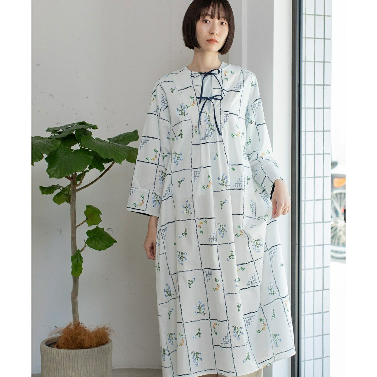 ステッチプリントカフタンワンピース／プードゥドゥ（POU DOU DOU）