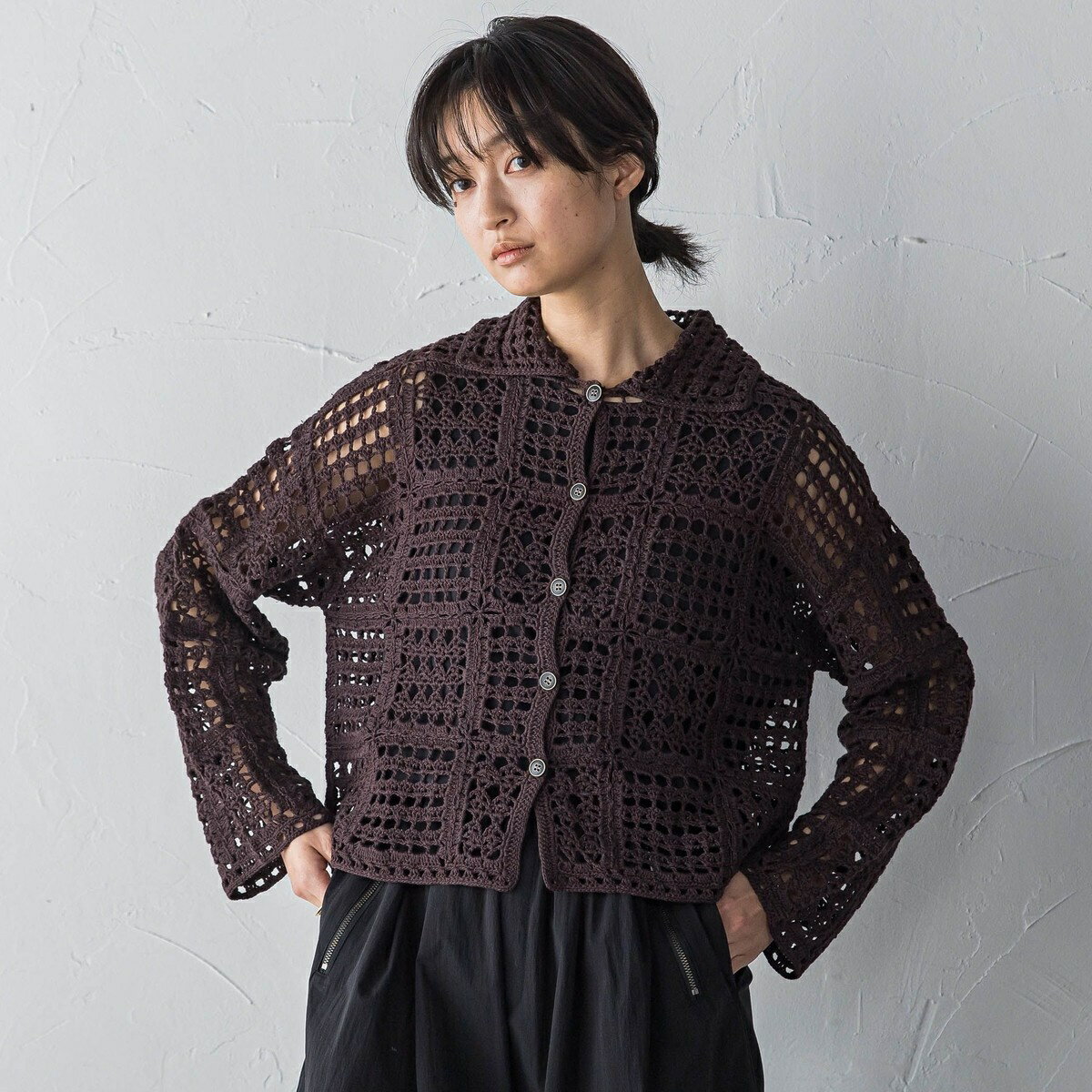 クロシェニットカーディガン≪手洗い可能≫／メイソングレイ（MAYSON GREY）