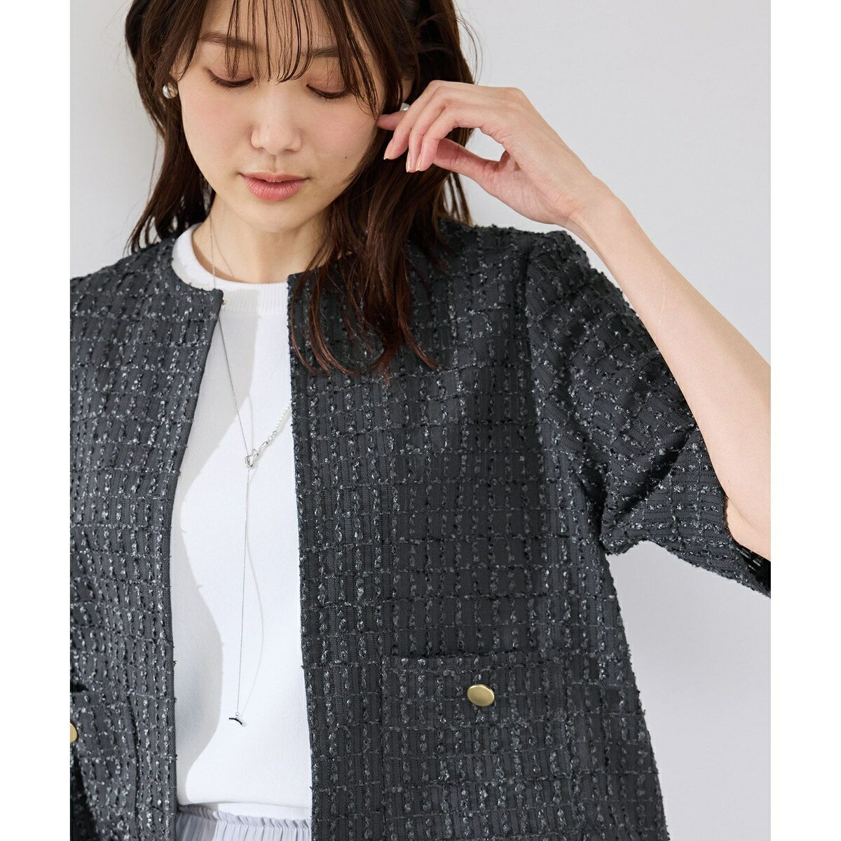 【サマー・ツイード】ハーフスリーブジャケット／ロペピクニック（ROPE' PICNIC）