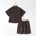 SHIPS KIDS:100〜130cm /〈吸水速乾/UVカット〉チェック 甚平/シップス(SHIPS)