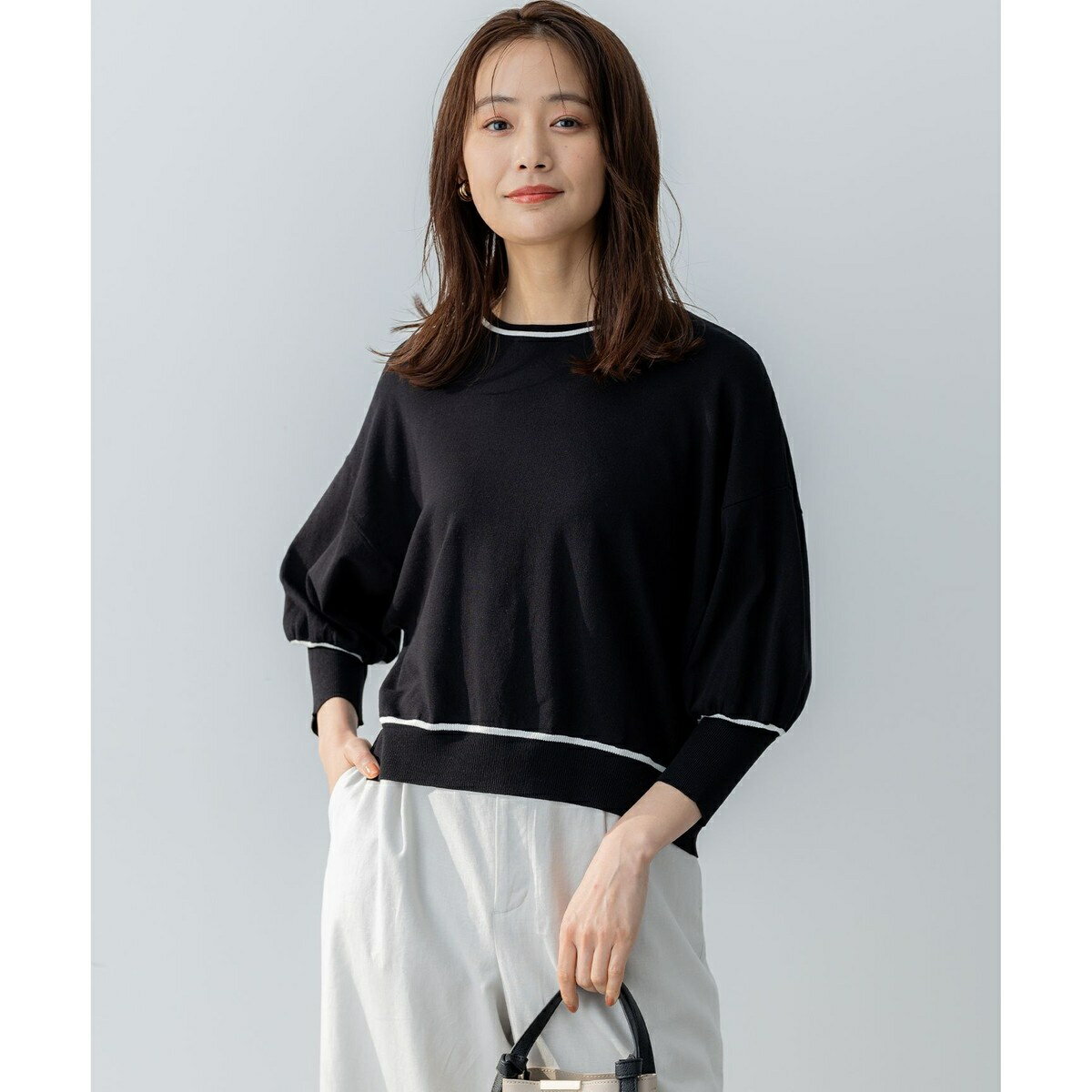 【接触冷感・UVカット・抗菌防臭】ドルマンスリーブ7分袖 ニットT／組曲（KUMIKYOKU）