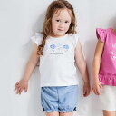 フリルレイヤードお花モチーフ天竺Tシャツ+ブルマセット(80~90cm)/ベベ(BeBe)