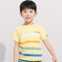 水彩風カラーボーダースラブ天竺半袖Tシャツ(80~150cm)/ベベ(BeBe)