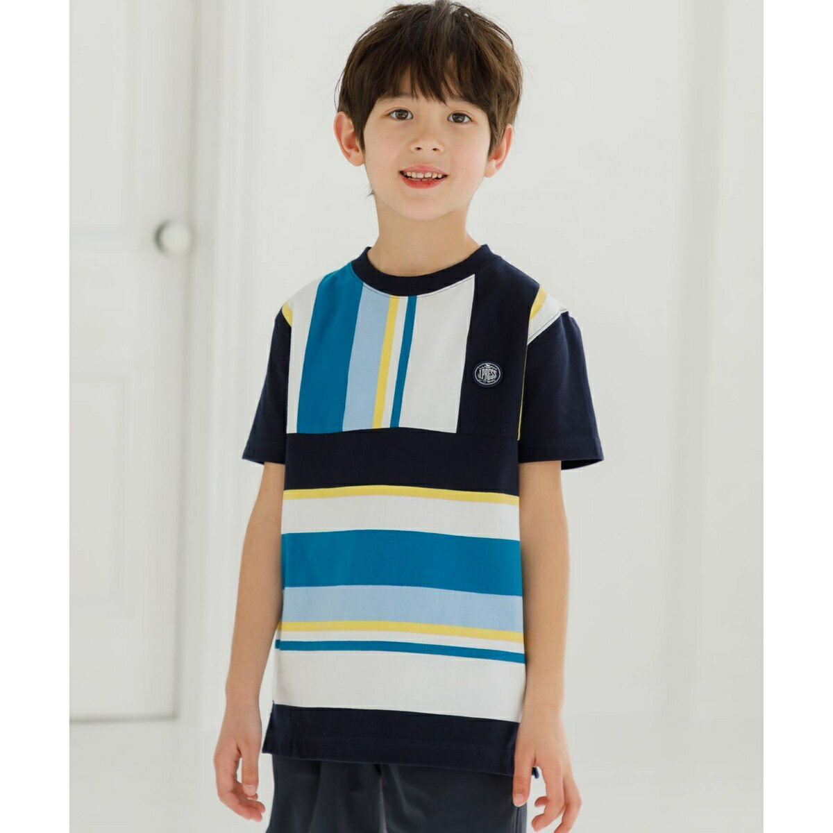 【140-170cm】50/2 マルチボーダー Tシャツ／Jプレス（J.PRESS）