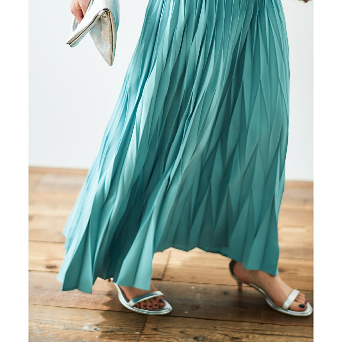 《手洗い可能》デシン変形プリーツスカート／ルクールブラン（le.coeur blanc）