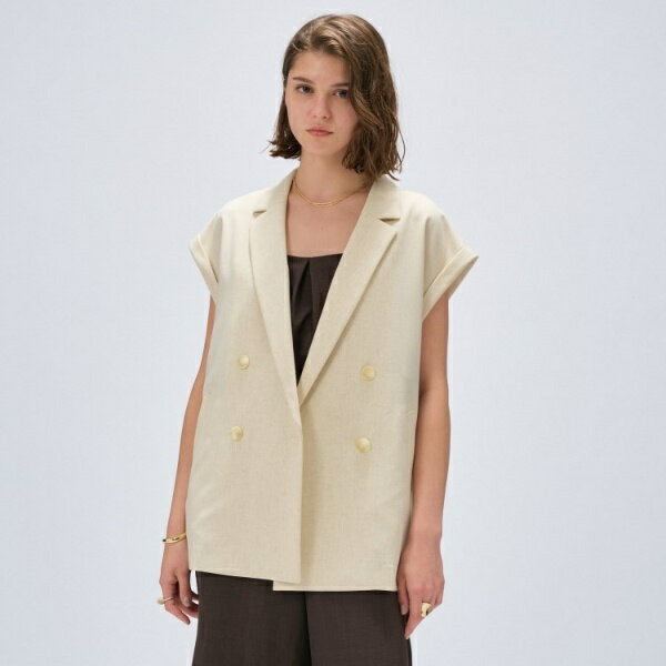 【セットアップ／手洗い可】リネンブレンドテーラードジレ／クロエンス（cloenc）