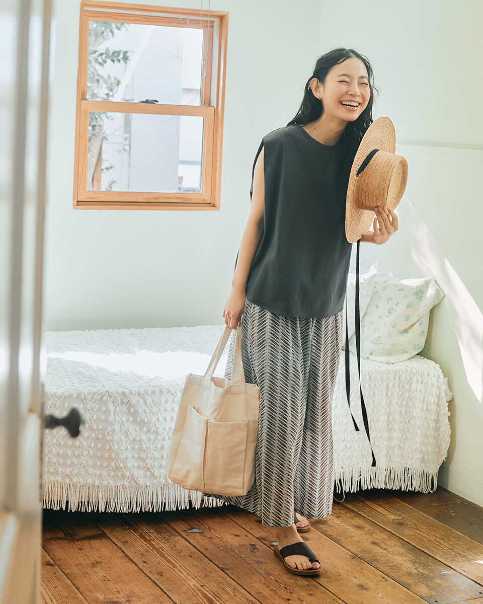 リーフプリントギャザーパンツ／ジャンセン（Jantzen）