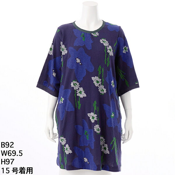 [15〜19号]32/-スターフラワーカットジャカードチュニックカットソー／スーパーハッカフィーユ（super hakka feuille）