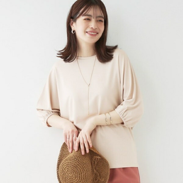 【ひんやりUV二の腕カバー】肘まで隠れるとろみドルマン5分袖トップス／シューラルー（SHOOLARUE）