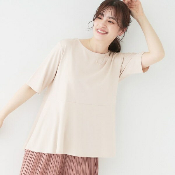 【ひんやりUV】インせず着られる とろみペプラム5分袖トップス／シューラルー（SHOOLARUE）