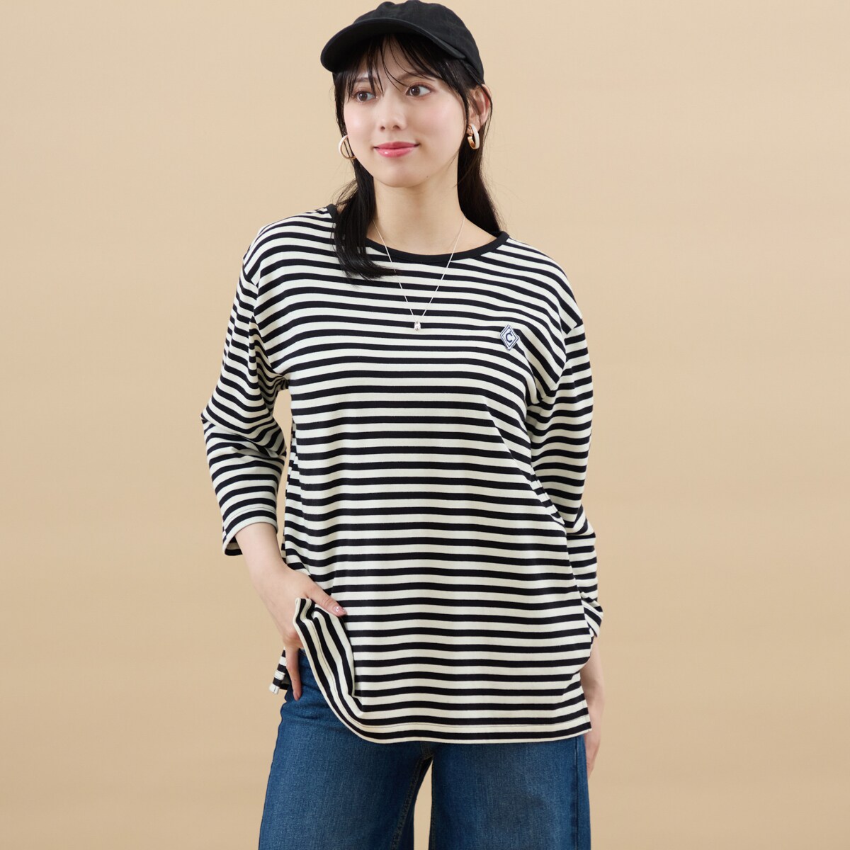 楽天丸井（マルイ）楽天市場店【洗える】ロゴボーダー天竺8分袖カットソー／アル・ディ・ラ（AL DI LA）